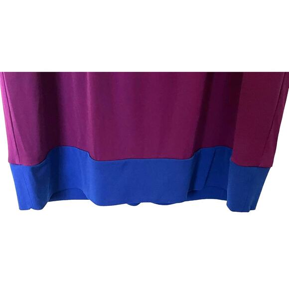 LAUNDRY BY DESIGN CAP SLEEVE DRESS, WOMENS, L, BURGANDY & BLUE HEM, FIT & FLARE - Picture 7 of 11